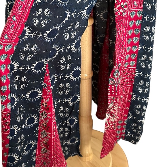 NATURAL LIFE Navy Red Mixed Print Maxi Skirt Bandana Country Coastal Boho Size S - Picture 10 of 14